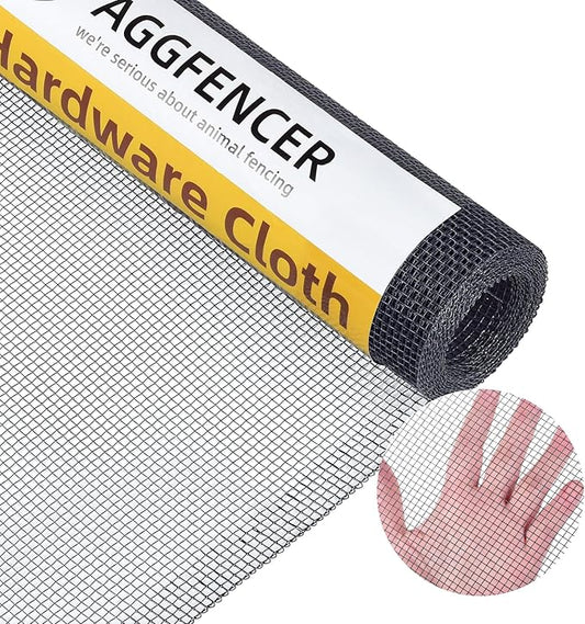36in x 25ft Gray Hardware Cloth 1/8 inch 27Ga PVC Coated Wire Mesh Vinyl Coated Galvanized Wire Mesh Screen Roll, Welded Metal Chicken Wire Fencing, for Garden Plant Fencing Bee Screen