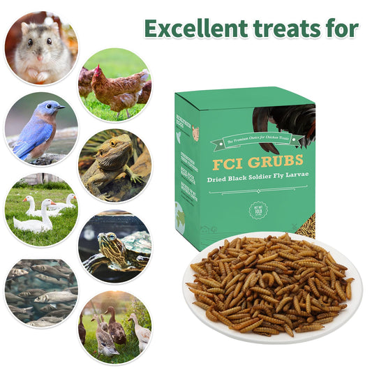 FCI GRUBS High Calcium, Non-GMO, 10LB Dried Black Soldier Fly Larvae for Chickens, 60-100X More Calcium Than Mealworms,Treat for Laying Hen, Ducks, Wild Birds,Turtles