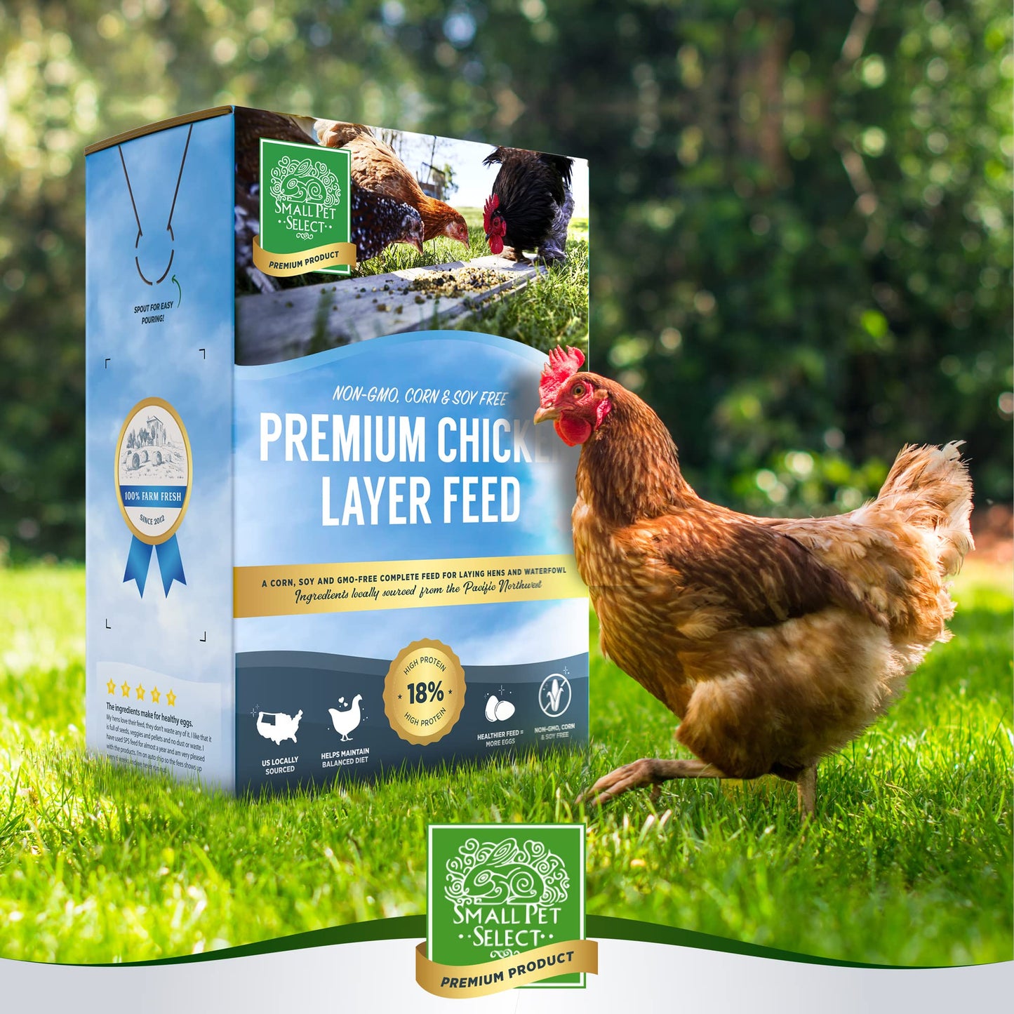 Small Pet Select Chicken Layer Feed, Non-GMO, Corn Free, Soy Free, 18% Protein,10 lb