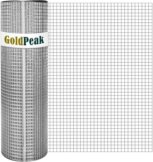 GoldPeak Hardware Cloth 1/2 inch 48 inches x 100 feet 19-Gauge, Hot-dip Galvanized After Welding, Wire Mesh Roll Chicken Wire Fencing Wire Cloth Gopher Wire Chicken Coop Wire Tree Fence