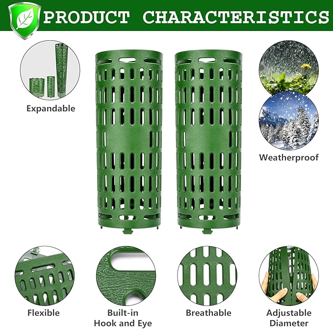 YGAOHF Tree Trunk Protector - 15 Pack Plant and Tree Guard Protector, Expandable Tree Bark Protector, Great Protection from Trimmers, Mowers, Animals (Green)