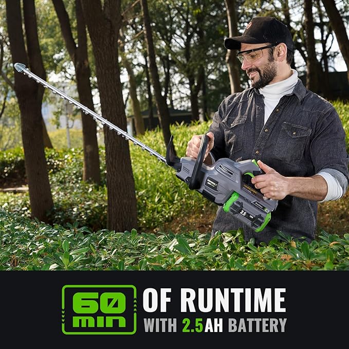 26-Inch Hedge Trimmers Cordless with Battery 60V Electric Bush Trimmer 2.5Ah Battery Power Heavy Duty Hedge Trimmer Brushless|Dual Action Steel Blades|1" Cutting Capacity for Shaping Hedges Shrubs