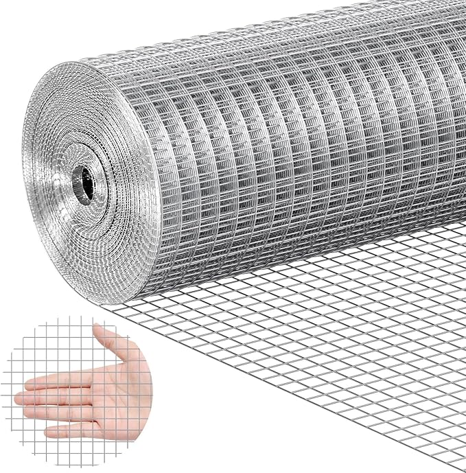 VEVOR Hardware Cloth, 1/2 inch 24in x 25 ft 19 Gauge, Hot Dipped Galvanized Wire Mesh Roll, Chicken Wire Fencing, Wire Mesh for Rabbit Cages, Garden, Small Rodents