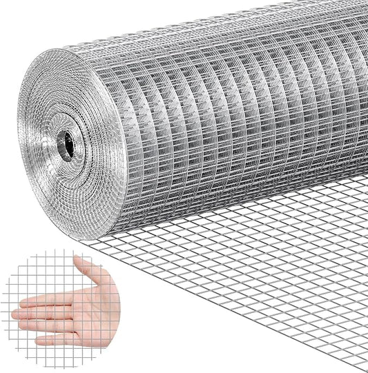 VEVOR Hardware Cloth, 1/2 inch 24in x 25 ft 19 Gauge, Hot Dipped Galvanized Wire Mesh Roll, Chicken Wire Fencing, Wire Mesh for Rabbit Cages, Garden, Small Rodents