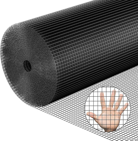 Hardware Cloth 1/2 inch 36 x 50 ft Heavy Duty Black Chicken Wire Fencing 19 Gauge Vinyl Coated Welded Wire Mesh Roll PVC Hardware Cloth Chicken Wire Fencing Garden Fence Tree Guard