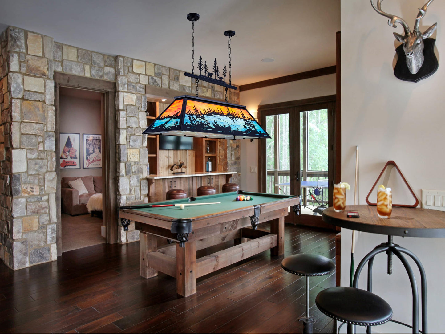 TOCHIC Vintage Pool Table Light, 6-Light Rustic Tiffany Style Fishing Billiard Hanging Light Fixture for Billiards Table Game Room Man Cave, Farmhouse Kitchen Island Dining Room Chandelier Lighting