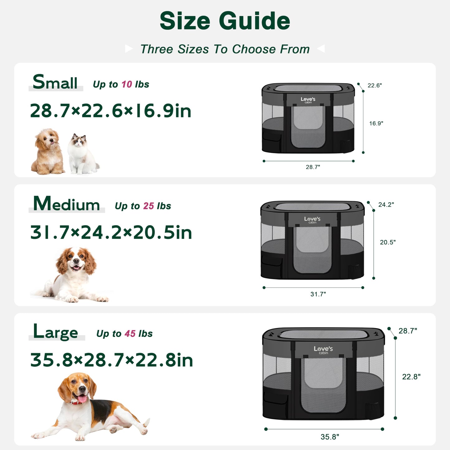 Love's cabin Pet Puppy Dog Playpen, Medium Dog Tent Crates Cage Indoor/Outdoor, Portable Exercise Playpen for Cat, Foldable Pop Up Dog Kennel Playpen with Carring Case (M, Grey)