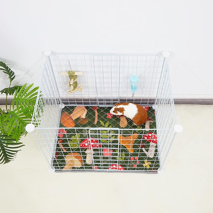Bienbee Guinea Pig Bedding, 2 Pack 29" x 16" Reusable Guinea Pig Cage Liner Waterproof and Absorbent Small Animal Bedding Washable Guinea Pig Pee Pads for Small Pet Hamster Rabbit Squirrel, Mushroom