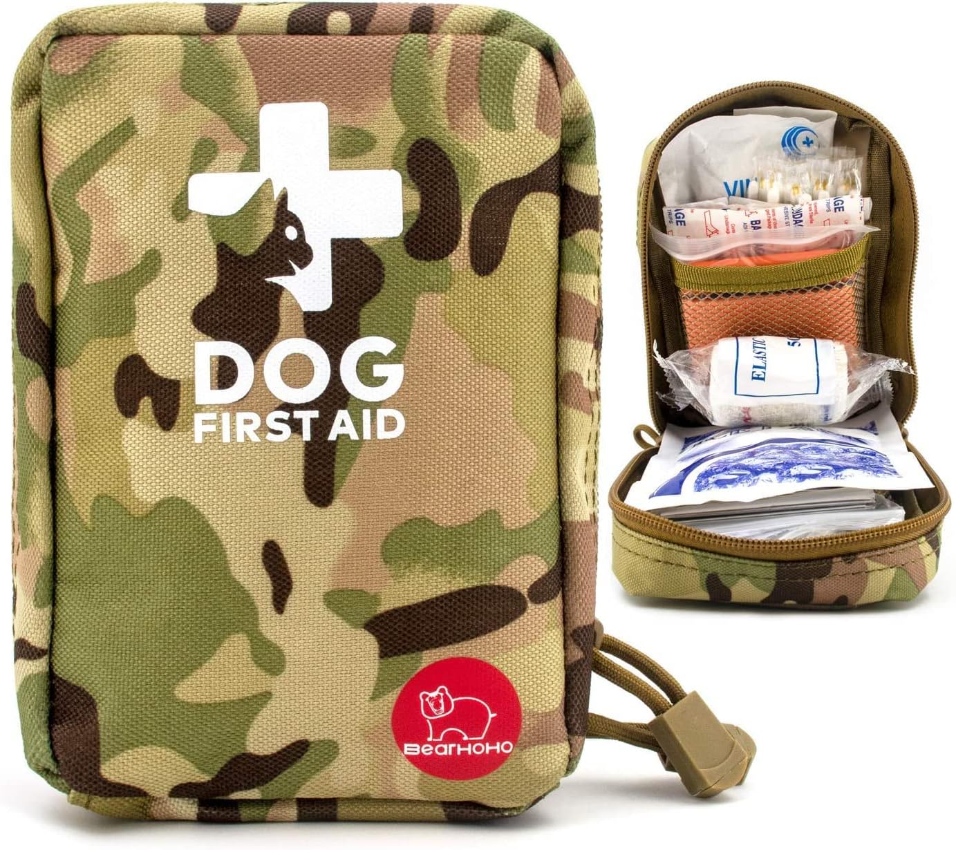 Portable Dog First Aid Kit 72 PCS Medical Supplies with Thermometer Emergency Blanket Splint Pet Emergency Bag for Camping Walking Cycling Car Hiking