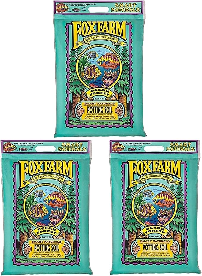FoxFarm Ocean Forest Potting Soil, 12qt – Light, Aerated Texture, Designed for All Container Plants – pH Adjusted for Optimal Nutrient Uptake, Effectively Retains Moisture (12 Quart (3 Pack))