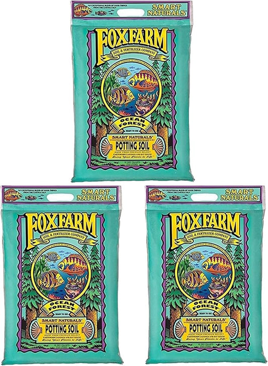 FoxFarm Ocean Forest Potting Soil, 12qt – Light, Aerated Texture, Designed for All Container Plants – pH Adjusted for Optimal Nutrient Uptake, Effectively Retains Moisture (12 Quart (3 Pack))