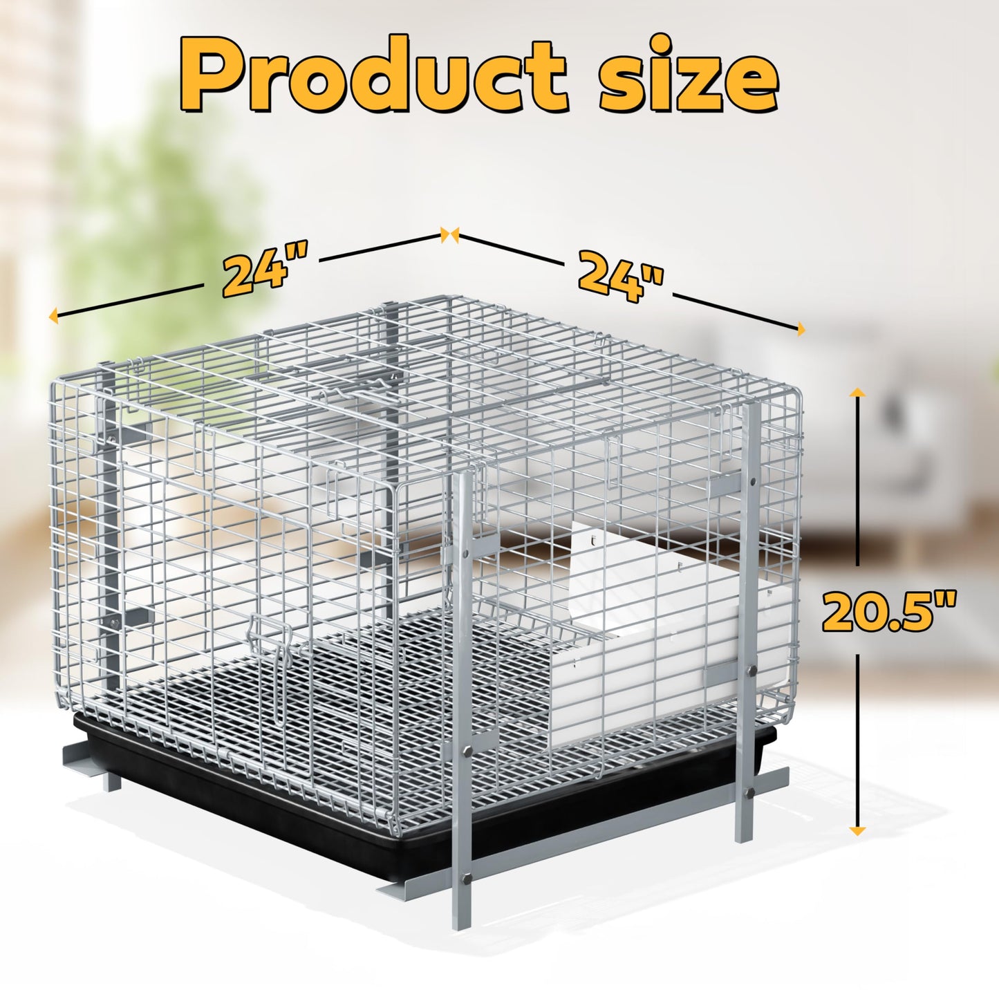 HOMESTEAD Bunny Cages with Tray - 24-inch Easy-Clean Rabbit Cage with Enhanced Kit - Leg, Frame, & Urine Guard Included - Ideal & Secure Home for Rabbits, Ferrets, Hedgehogs
