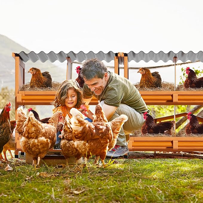 Chicken Nesting Boxes, 8 Compartments Wooden Nesting Box for Chickens,Laying Boxes for Hens Ducks Poultry Protect Eggs Chicken Coops Easy Egg Collection