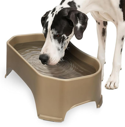 Neater Pet Brands Extra Large Water Bowl for Dogs, Outdoor Dog Water Bowl (2.25 Gallon Extra-Large Capacity), Big Trough Style Food Dish for Indoors or Outside, No Spill Large Dog Bowls, Champagne
