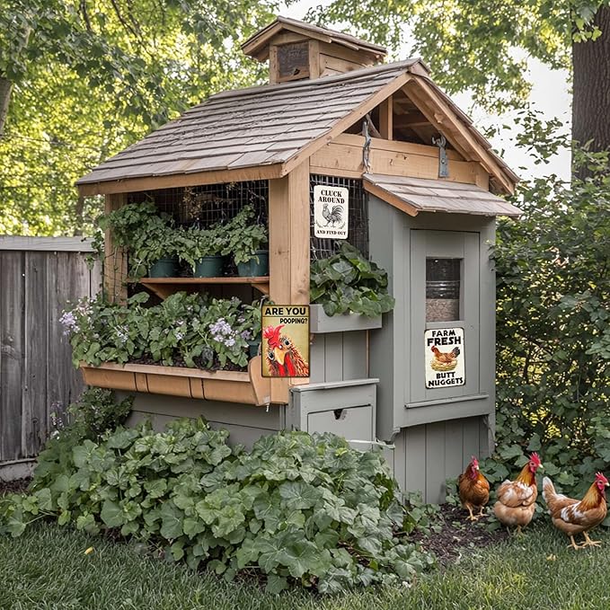 Chicken Coop Signs Funny Metal Signs Outdoor Chicken Decor Farm Gifts Rooster Yard Decor Vintage Kitchen Accessories Tin Sign Chicken Decorations For Home Farm Fresh Butt Nuggets Sign 8×12 Inch