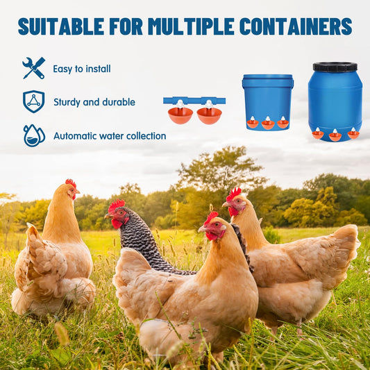 12 Pack Large Automatic Chicken Waterer Cups | Chicken Water Feeder | Poultry Water Feeder Kit | Tee Fittings Poultry Feeder Cups for Chicks, Duck, Turkey, Goose