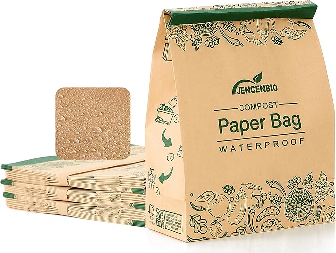 Compostable Paper Bag Leakproof Kitchen Food Waste Bag 30 Bags Waterproof Bin Liner with BPI Certified