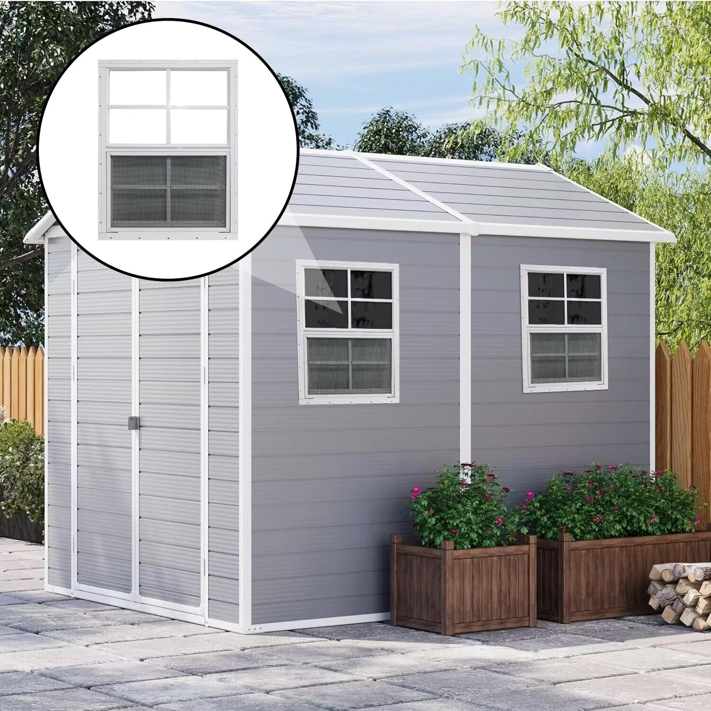 Yuzzy 24" x 36" Shed Windows with Tempered Glass and Fiberglass Screen, 2 Pack Small Sliding Windows for Shed, Chicken Coop, Playhouse, Household, Garage, Barns (White)