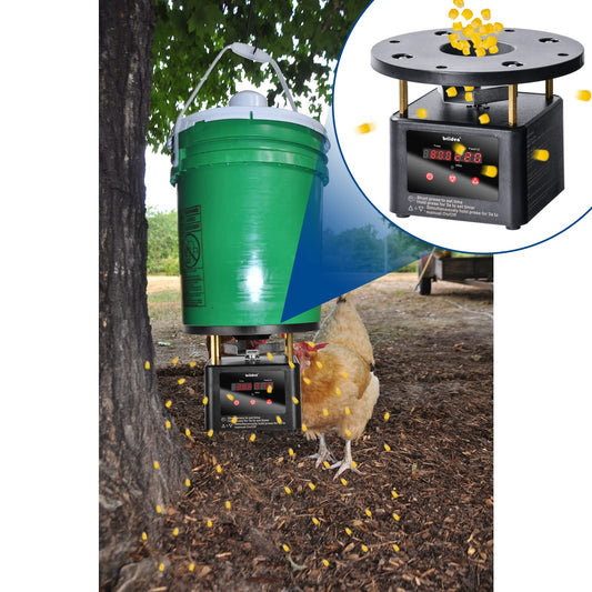 Automatic Chicken Feeder Timer, Briidea Poultry Feeder Motor and Timer Kit, Metal Spin Plate, Adjustable Mount, Ideal for Chickens, Ducks, Geese