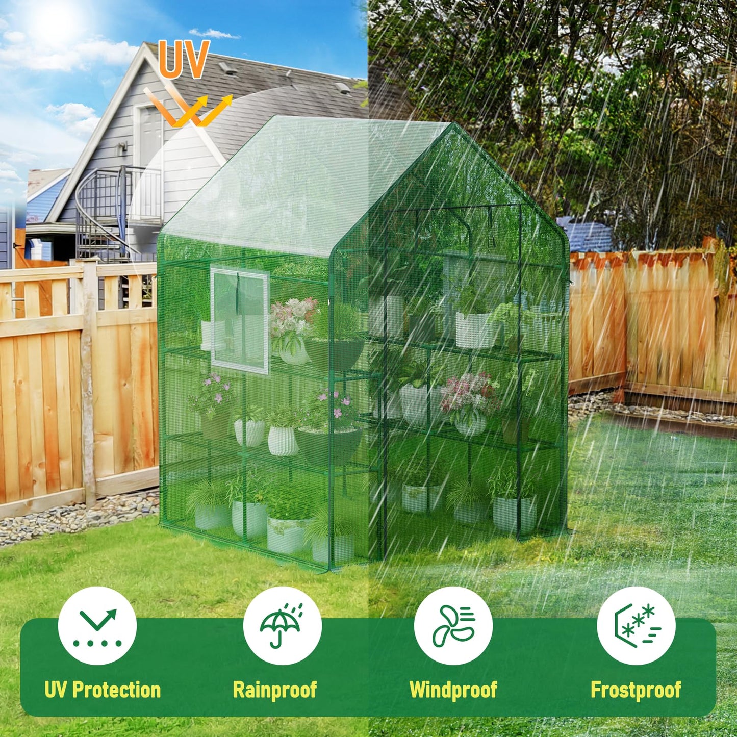 Walk-in Greenhouse+3-in-1 Plant Soil Tester