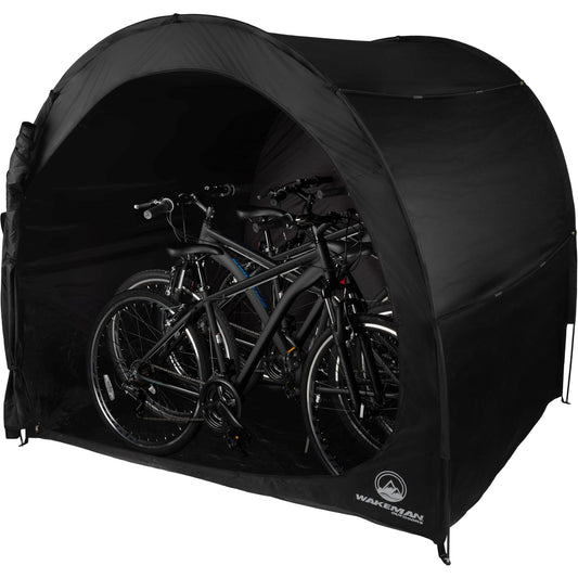 Bike Storage Shed - 6.5x5.3x5.3 Bike Cover Holds up to 4 Bicycles - Water and UV-Resistant Pop Up Tent with Carry Bag by Wakeman Outdoors (Black)