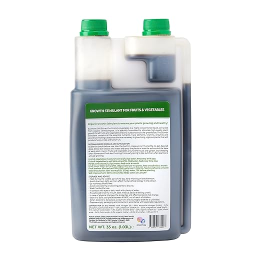 Ecoworm Soil Extract – Organic Liquid Vermicompost Fertilizer & Soil Microbe Booster for Fruits, Vegetables & Gardens – 35 fl oz (Makes 53 Gallons)