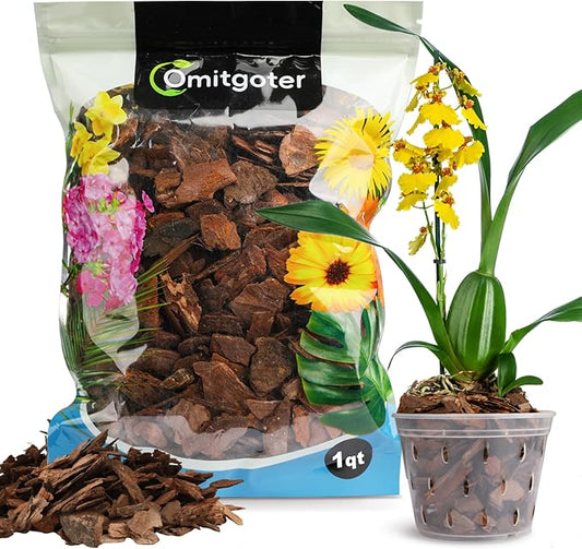 Orchid Bark 1qt, Natural Pine Bark Mulch for Plants, Great for Orchids, Succulents, Cactus, Bonsai, Ideal for Houseplant Mulch