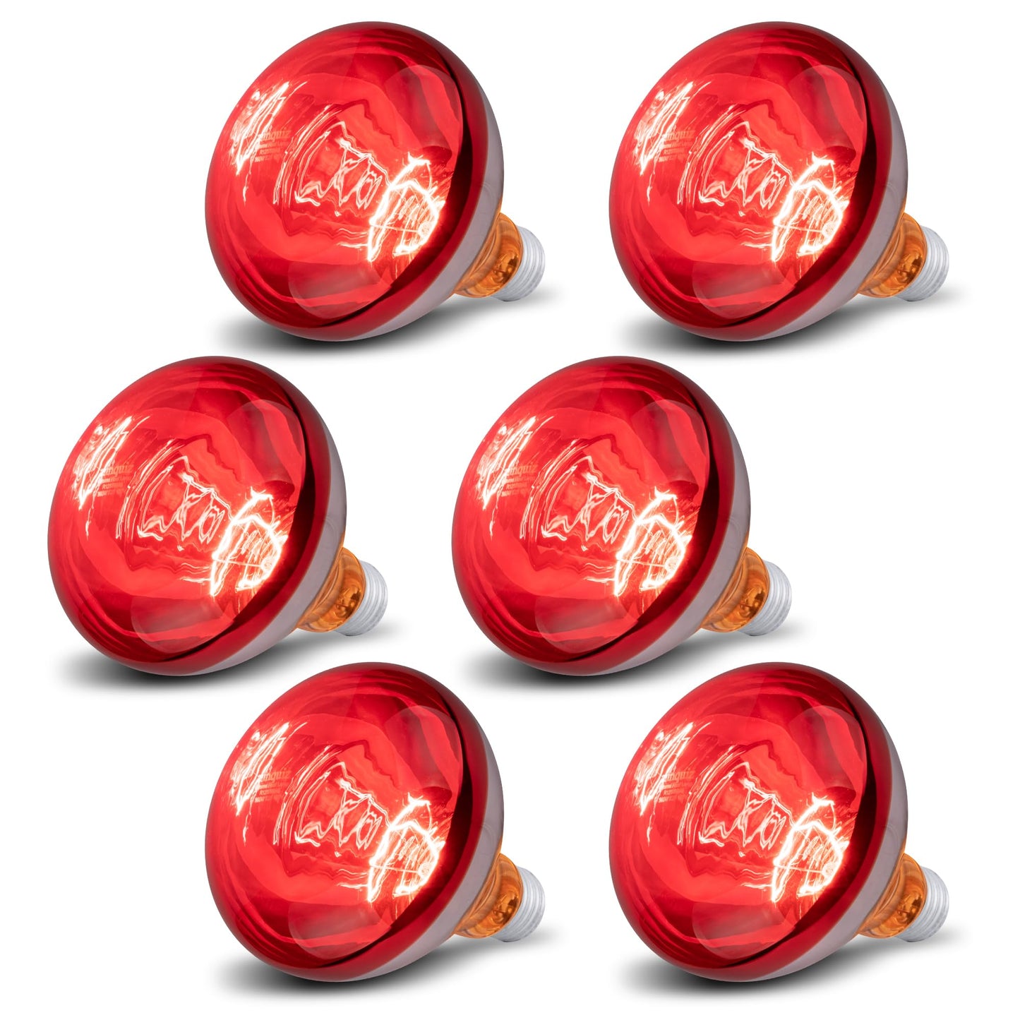 Wesome Lighting 6 Pack 250W Heat Lamp Bulbs for Chicks, R40 Brooder Heat Lamp for Chickens, Infrared Reflector Heating Bulbs, Incandescent Heat for Pet, Light Therapy, Bathroom, Food