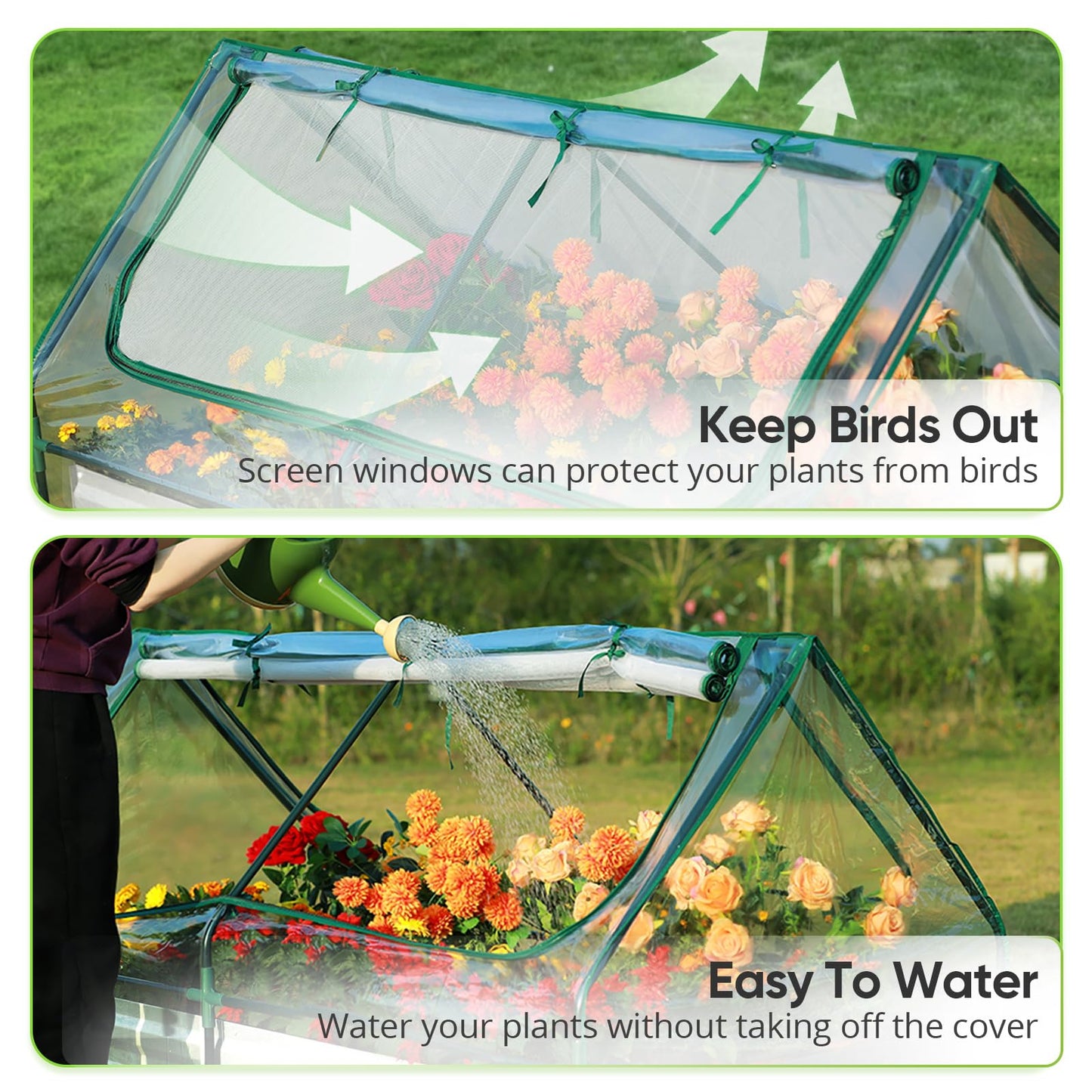 Quictent Raised Garden Bed with Cover Bundle with 26X20 FT Sun Shade Sail