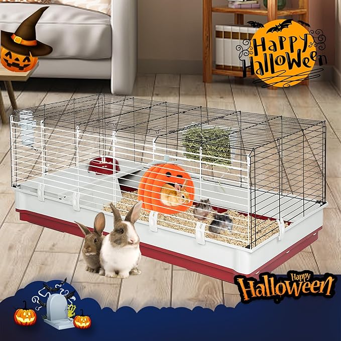 YUEPET Halloween Rabbit Bed Warm Bunny Hideout House, Cozy Washable Small Animal Hideout for Guinea Pig Rabbit Bunny Ferret Chinchilla 11.8"×11.8"