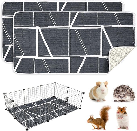UPINS 2-Piece Guinea Pig Pee Pads, 47 X24 Inches Guinea Pig Cage Liner Reusable Guinea Pig Mat for Small Animals Hamster Rabbit Squirrel