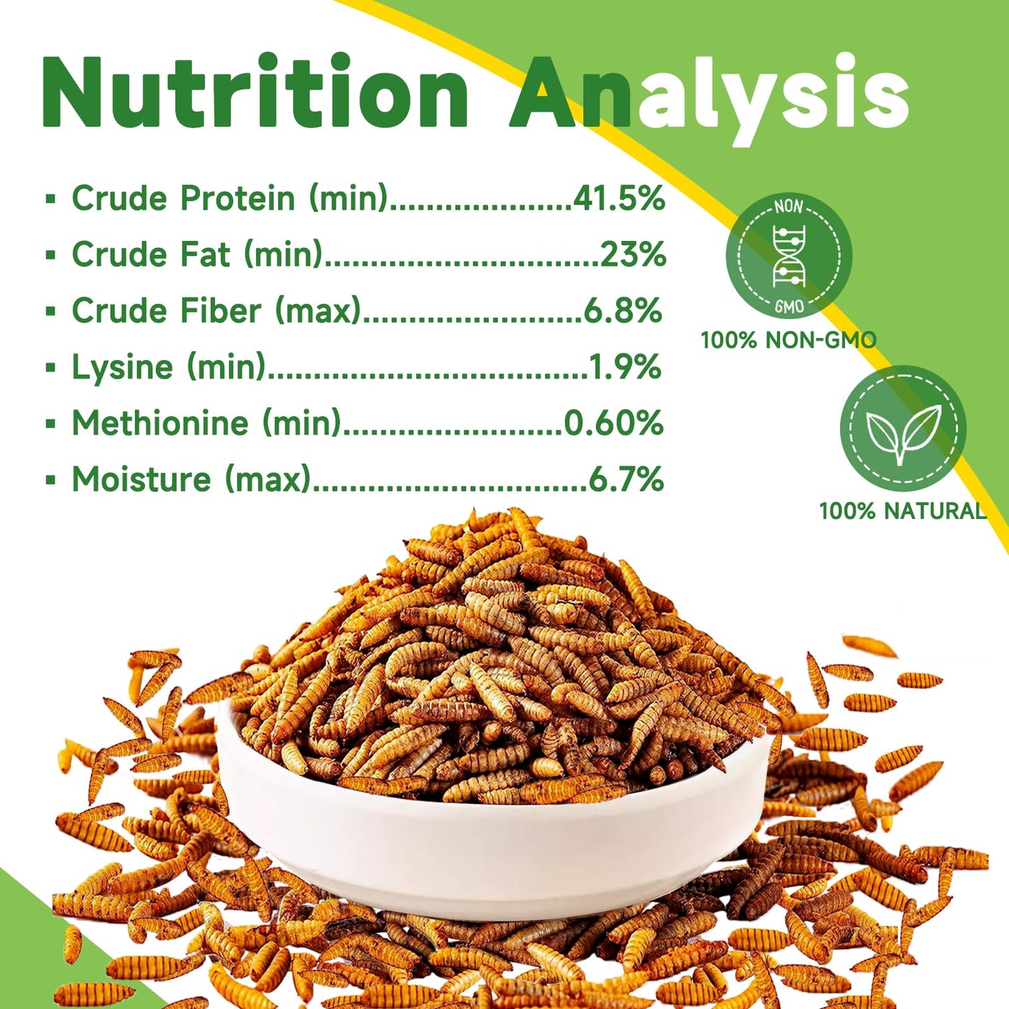 MTART 1Kg Dried Black Soldier Fly Larvae Treat for Chicken, 100% Natural Non-GMO More Calcium Than Dried Mealworms High Protein Chicken Feed for Birds, Ducks, Layer Hens