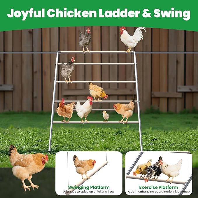Chicken Coop Roosting Perch Essentials：Perfect for Backyard Poultry, Easy Installation Farm Roost Toys for Chickens(41.3''L x 40'' W x 41.7H'')