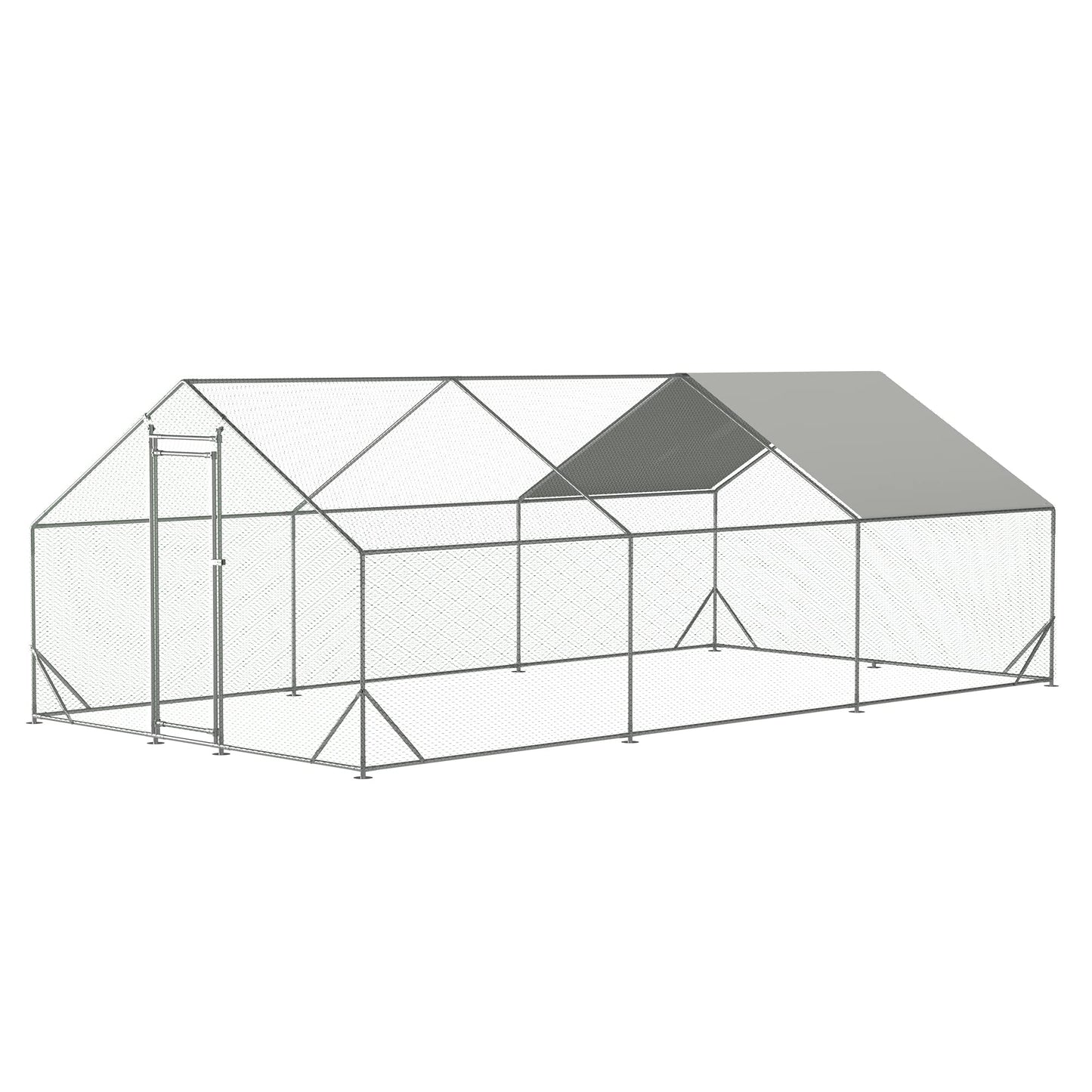 Acosure Large Metal Chicken Coop Plastic-Dipped Hexagonal Galvanized Wire Net Cage,W/Removable Waterproof & Anti-Ultraviolet PE Cover,Duck Rabbit Sheep Outdoor House(10' L x 20' W x 6.56' H)