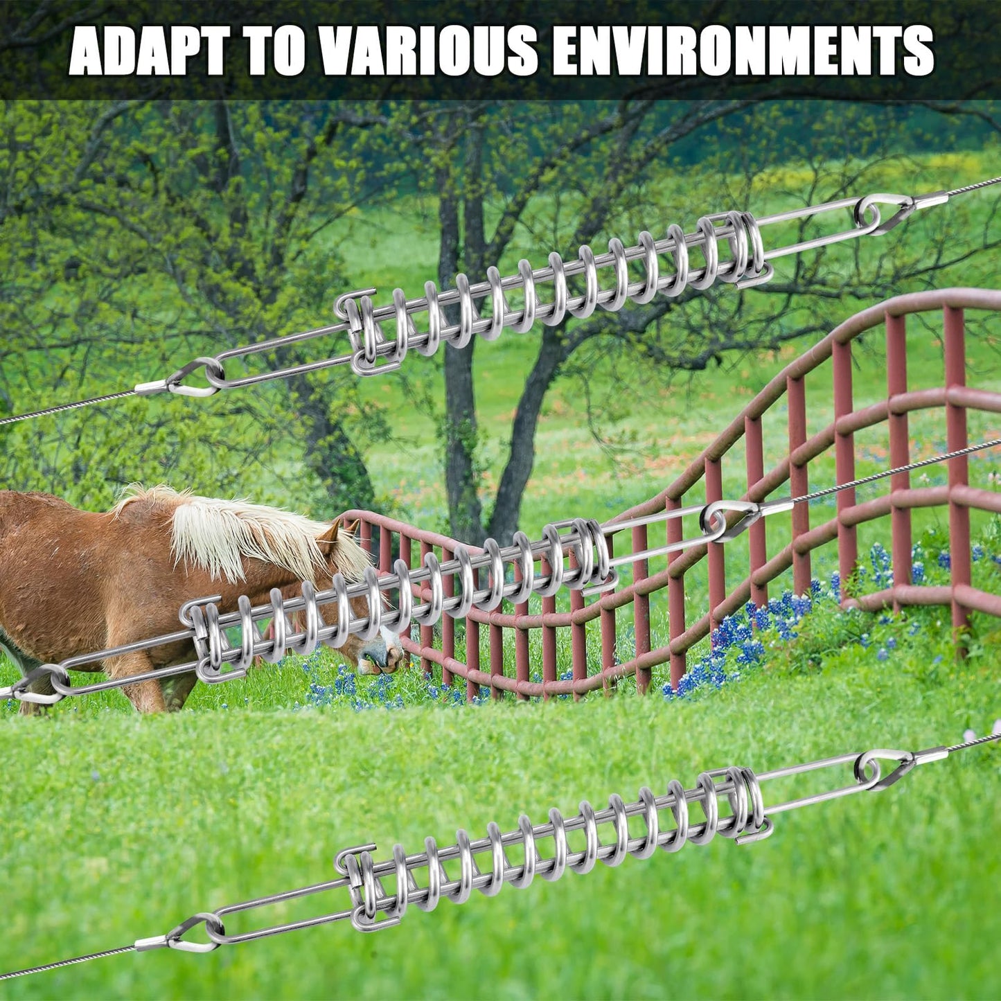 Tandefio 10 Pcs Heavy Duty Electric Fence Tension Spring, Electric Fence Spring Livestock Spring Gates, Galvanized Steel Livestock Spring for Permanent and Flexible Agricultural