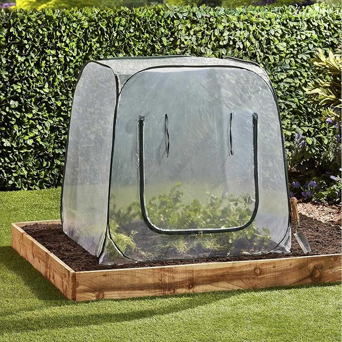 Plant Mini Greenhouse Pop Up Greenhouse Covers, Transparent Freeze Protection PVC Tent with Roll-up Zipper Entry Doors for Indoor and Outdoor Gardens Protecting Plant from Cold Frost (PVC, 39x39x39in)
