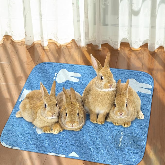 kathson 2 PCS Rabbit Cage Liners Washable Super Absorbent Sleep Pad Bed for Guinea Pig Small Animals Reusable Fleece Bedding Anti-Slip Mats for Bunny Hedgehog Kitten Chinchilla (20 x 26inch)