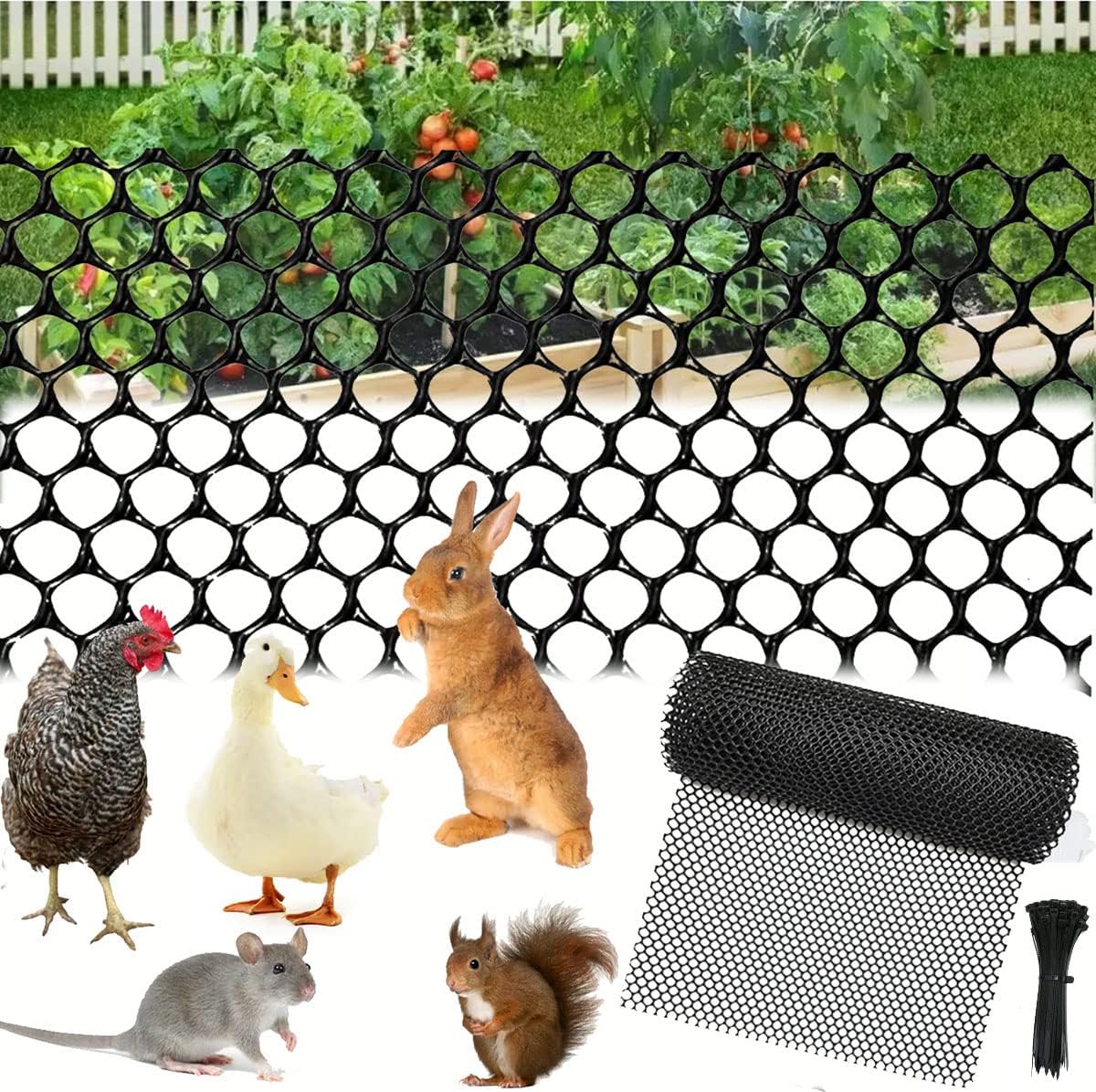 15.7IN x 10FT Plastic Wire Mesh Fence Chicken Mesh Fence for Dogs, Rabbits & Poultry - Chicken Netting - Plastic Fencing & Garden Netting Solution Snake Barrier - Balcony Netting for Pets