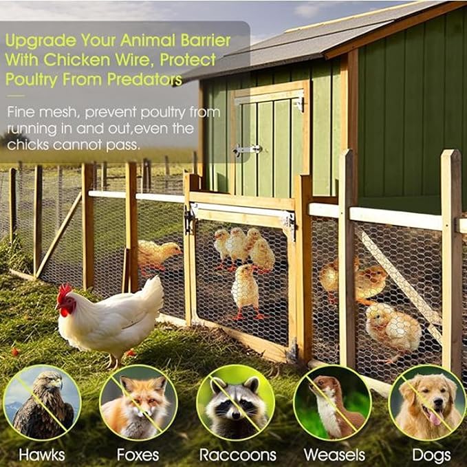 Chicken Wire for Crafts, Wire Netting Hexagonal Garden Poultry Chicken Wire Netting, Pet/Rabbit/Chicken Wire Fencing,0.14inch Hexagonal Galvanized PVC Coated Mesh Fence
