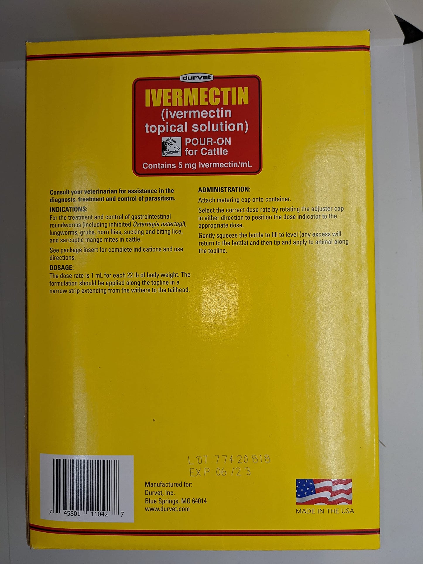 Durvet Ivermectin Pour-On for Cattle 1000 mL