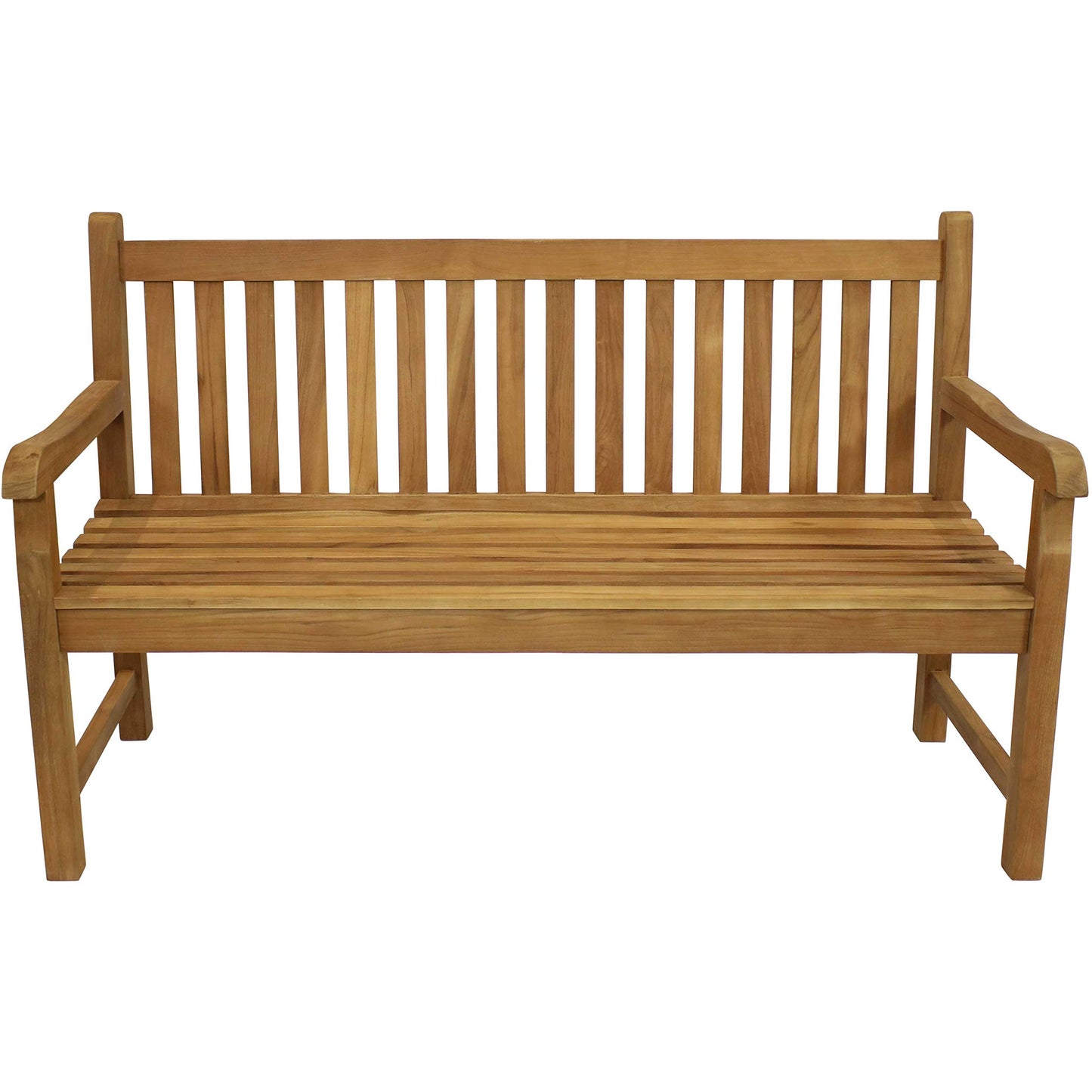 Sunnydaze 2-Person Outdoor Bench for Front Porch or Park - Wooden Teak Patio Garden Bench with Backrest - 675 lb Weight Capacity - Mission
