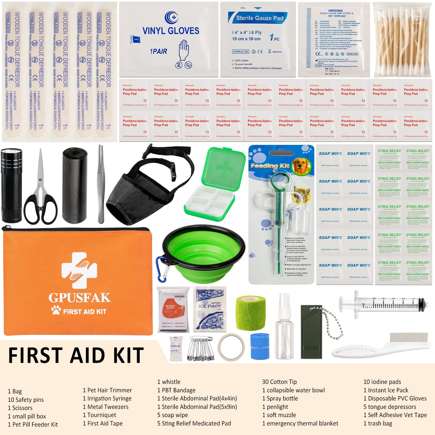 GPUSFAK Dog First Aid Kit - Pet First Aid Kit for Dogs Pet Emergency Kit with Pets First Aid Supplies for Home Camping Hiking Traveling