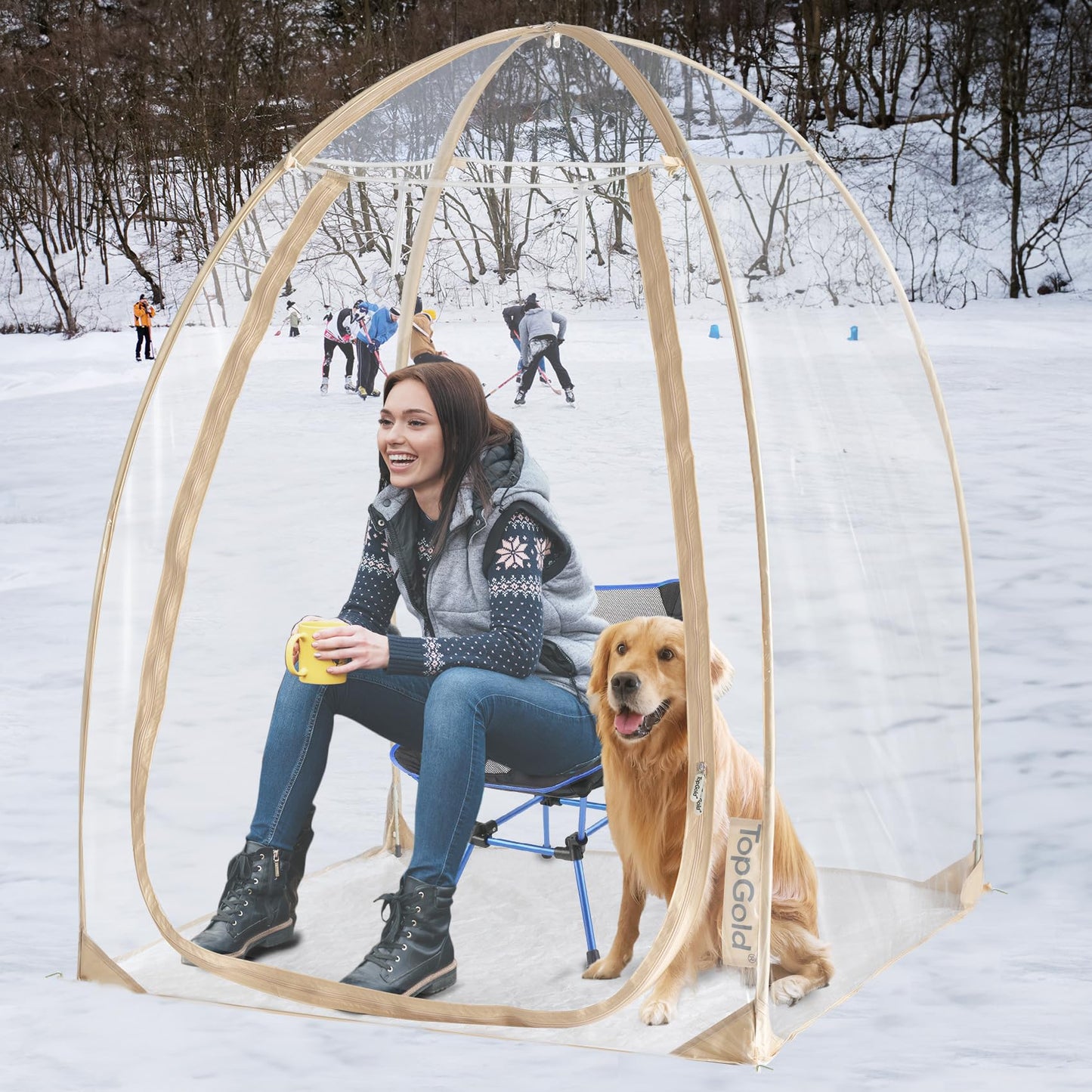 TopGold Sports Tent Weather Proof Clear Tent Outdoor Instant Pop Up Shelter Chair Bubble Tent 50"x50"x64"H