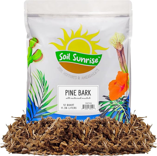 100% Natural Pine Bark Mulch Nuggets (12 Quarts), Small Chips for Indoor/Outdoor Container Gardening, Ideal for Soil Supplement, Houseplant Topper, and Terrariums