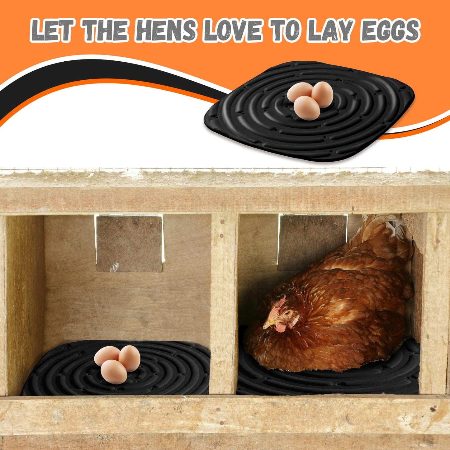 Skimzy Chicken Nest Box Pads - Washable Reusable Nesting Box Liners for Laying Eggs Chicken Coop Accessories Black 12''x12'' (4)