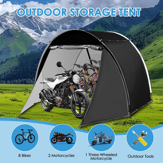 MAIZOA 137 * 82 * 65 in Bike Storage Shed Tent, Outdoor Portable Bike Storage, 210D Oxford Fabric PU4000 Waterproof, 2 Rolling Doors, Store 4~8 Bikes, Motorcycles or Large Motorcycles, Without Floor