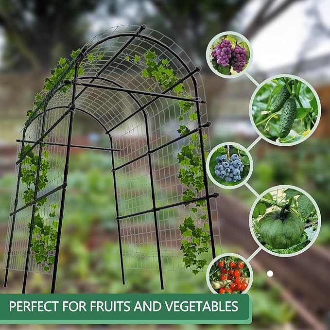 Garden Arch Trellis, 7.5FT Extra Tall Polyethylene-Coated Stainless Steel Garden Trellis for Climbing Plants, Vegetables, Flowers, Outdoor Pergola Arbor Wedding Party Decoration, Cucumber Trellis, Gar