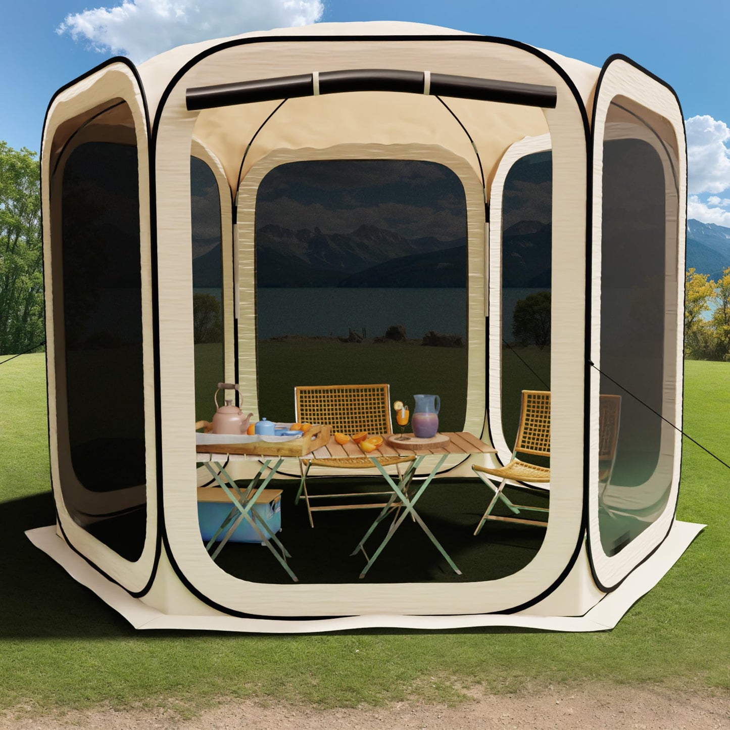 HOOYEAH Pop-up Screen House, Portable Canopy Tent Instant Shelter with Carry Bag for Patio, Backyard, Garden and Outdoor Activities, 10x10