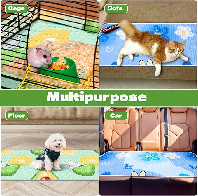 4 Pcs Guinea Pig Cage Liner, Washable Guinea Pig Bedding,Reusable Rabbit Bedding Waterproof Guinea Pig Pee Pads, Absorbent Guinea Pig Bedding for Small Animals Hamster Rabbit Squirrel Cage 47"