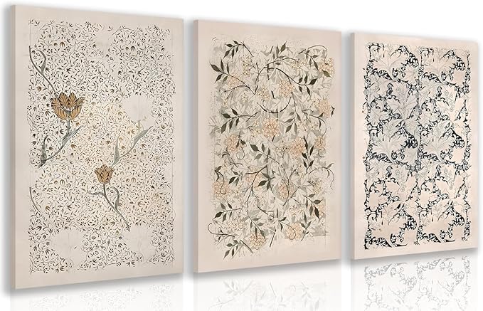 IAFWZX Framed William Morris Wall Art, Vintage Rustic Flowers Wall Decor, Classic Nature Botanical Canvas Paintings, Retro Neutral Farmhouse Floral Poster Prints for Bedroom Living Room 12